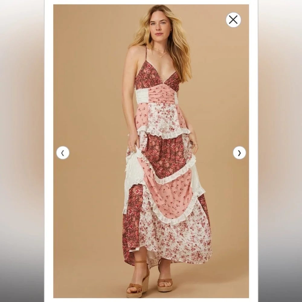 New with tags Altar’d state aderny floral patchwork maxi dress